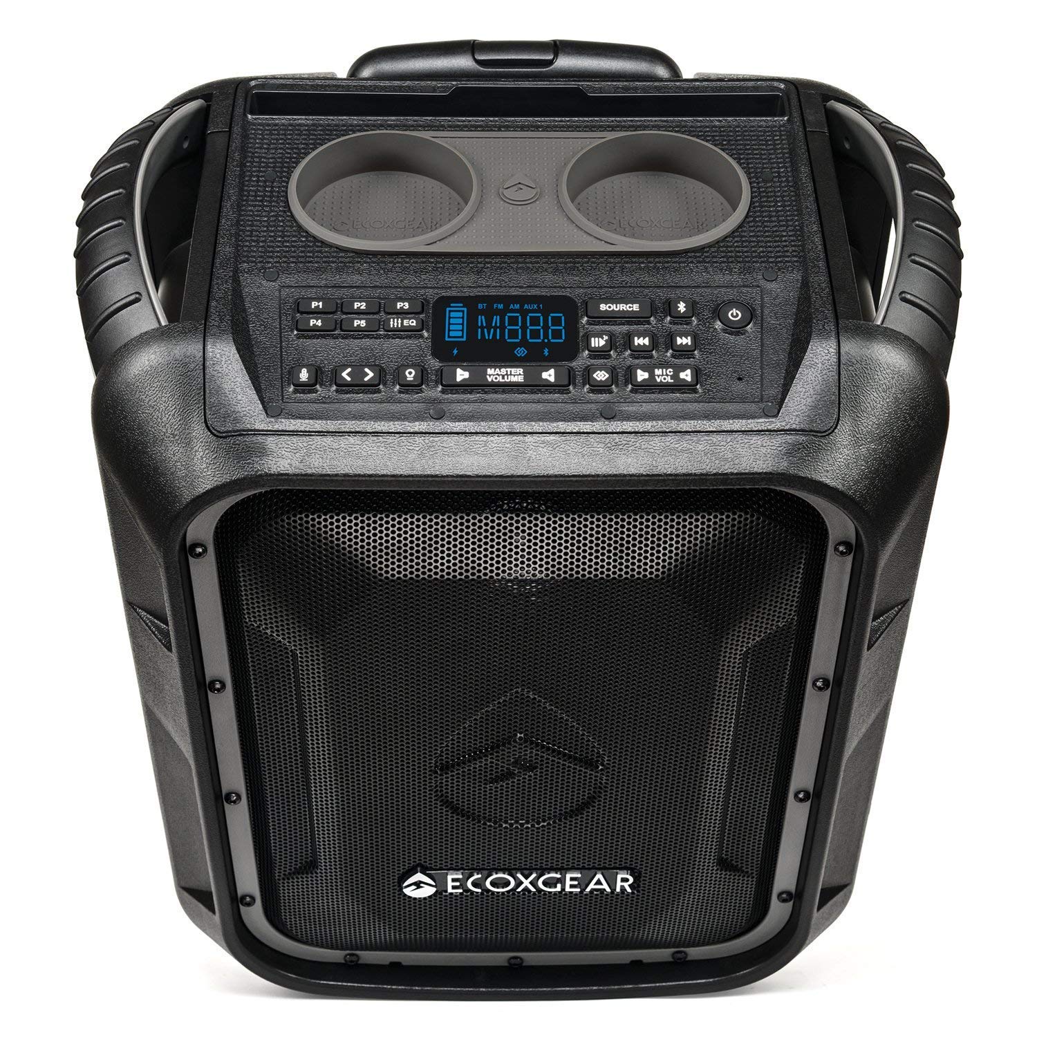 ECOXGEAR EcoBoulder+ GDI-EXBLD810 견고한 방수 플로팅 휴대용 블루투스 무선 100와트 스피커 및 PA 시스템(회색)