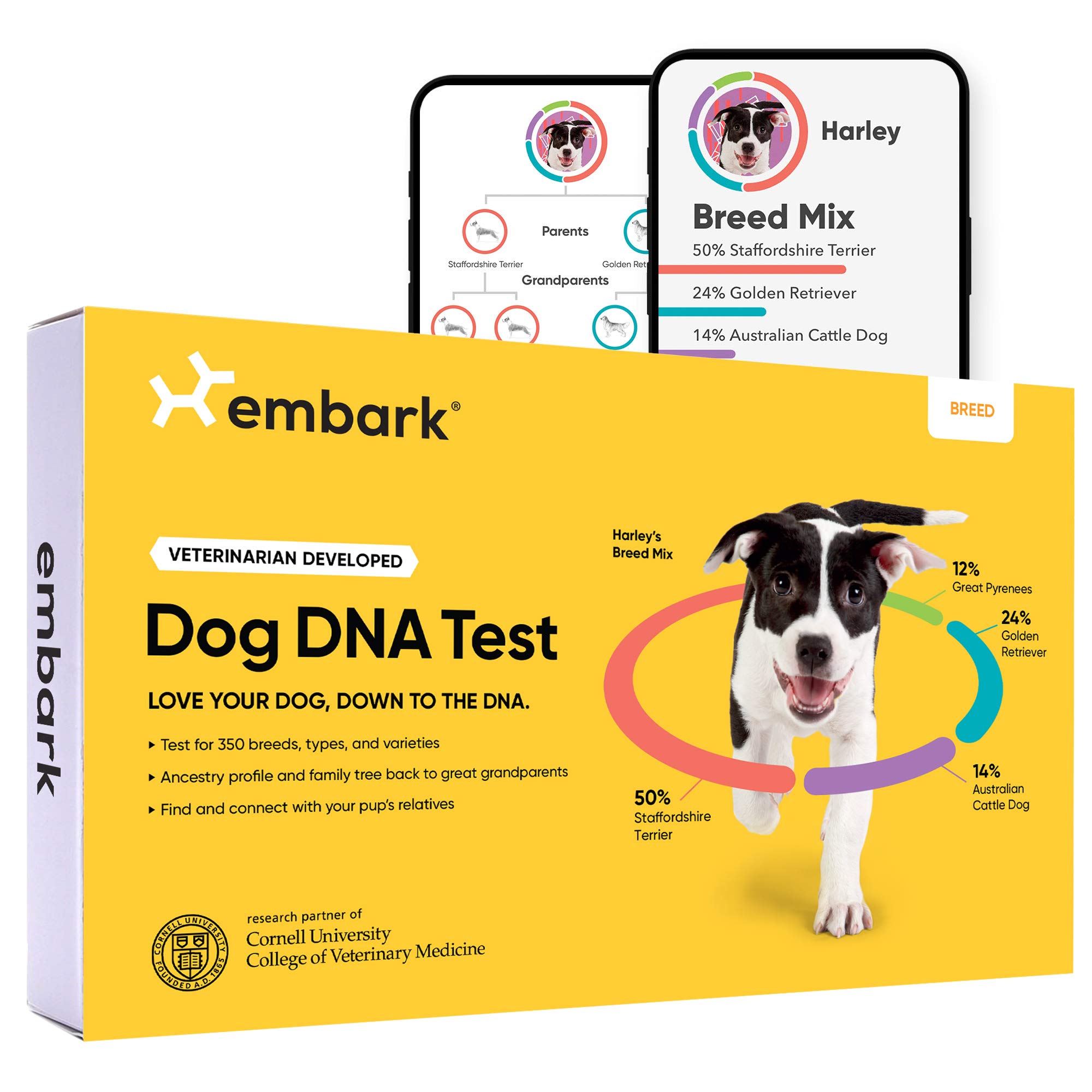 Embark 품종 식별 키트 | 가장 정확한 개 DNA 검사 | 350개 이상의 개 품종 테스트 | 혈통 및 가계도가 포함된 품종 ID 키트