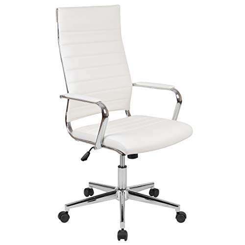 Flash Furniture 높은 뒤 백색 LeatherSoft 현대 늑골을 붙인 행정상 회전 사무실 의자