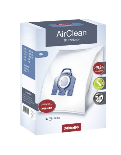 Miele GN AirClean 3D 효율성 진공 청소기 가방 - 박스 2개 - 정품 에어클린 GN 가방 8개 + 정품 슈퍼 에어클린 필터 2개 + 정품 프리모터 보호 필터 2개 포함