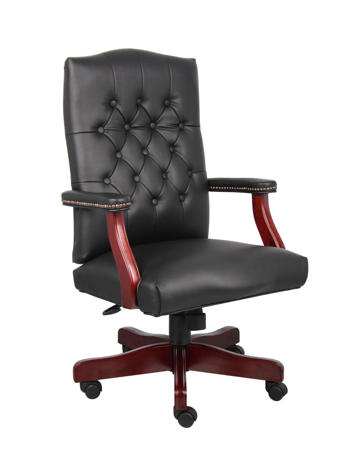 Boss Office Products 사무용 제품 블랙 마호가니 마감 클래식 이그제큐티브 Caressoft 의자