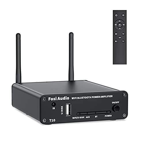 Fosi Audio T10 WiFi Bluetooth 5.0 스테레오 수신기 증폭기 2.4G Wi-Fi 라우팅 모듈 Airplay Connect-100 Watt x2와 호환되는 스마트 무선 멀티룸/다중 영역 오디오 앰프