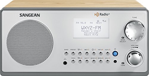 Sangean HDR-18 HD 라디오/FM-스테레오/AM 나무 캐비닛 탁상용 라디오 실버