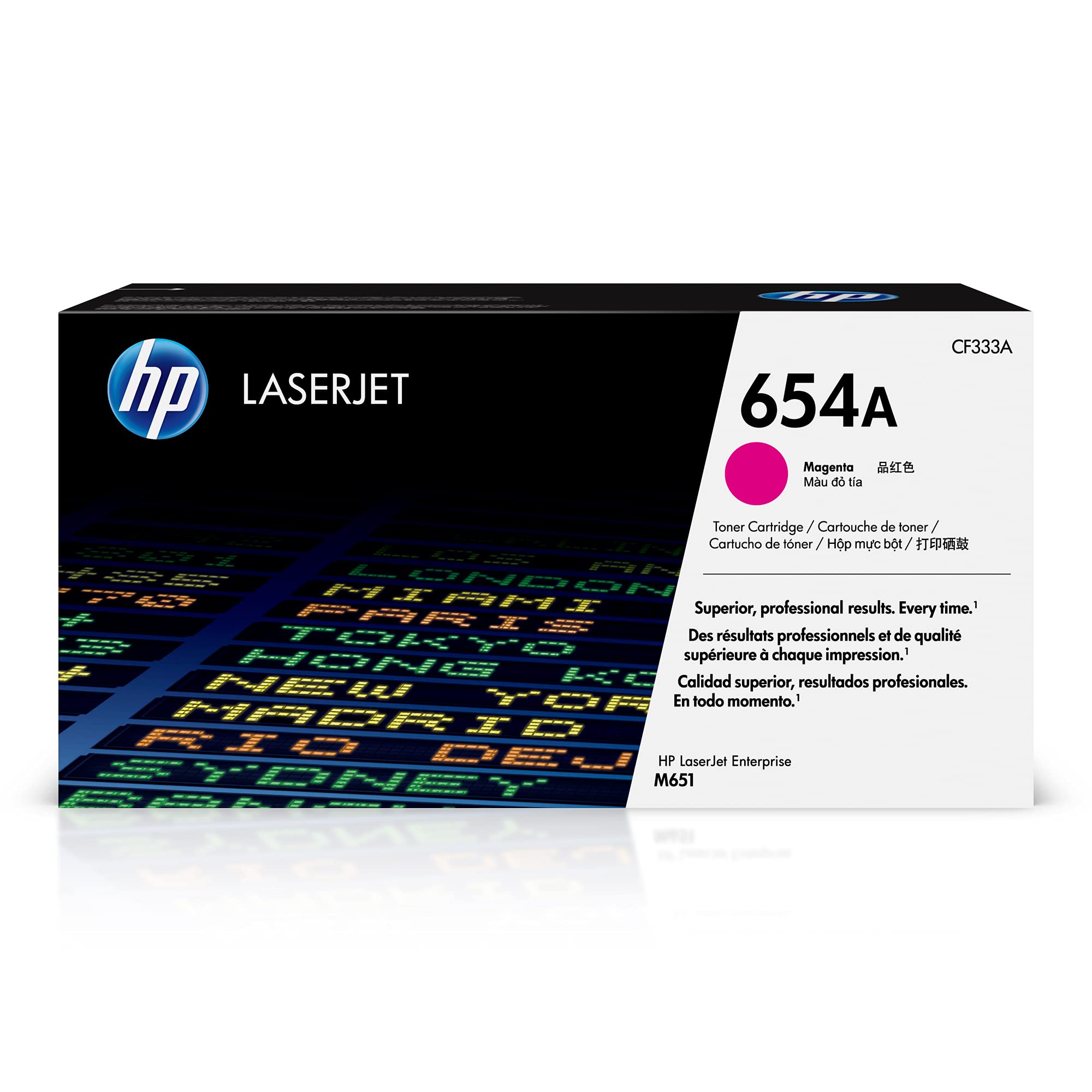 HP 정품 654A 마젠타 토너 카트리지 | Color LaserJet Enterprise M651 시리즈와 함께 작동 | CF333A