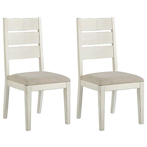 Signature Design by Ashley -Grindleburg Dining Upholstered Side Chair-2 인 세트-캐주얼 스타일-화이트 / 라이트 브라운