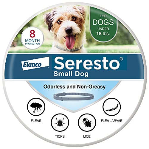 Seresto 소형견 수의사가 권장하는 18파운드 미만의 개를 위한 벼룩 및 진드기 치료 및 예방 목걸이. | 8개월 보호