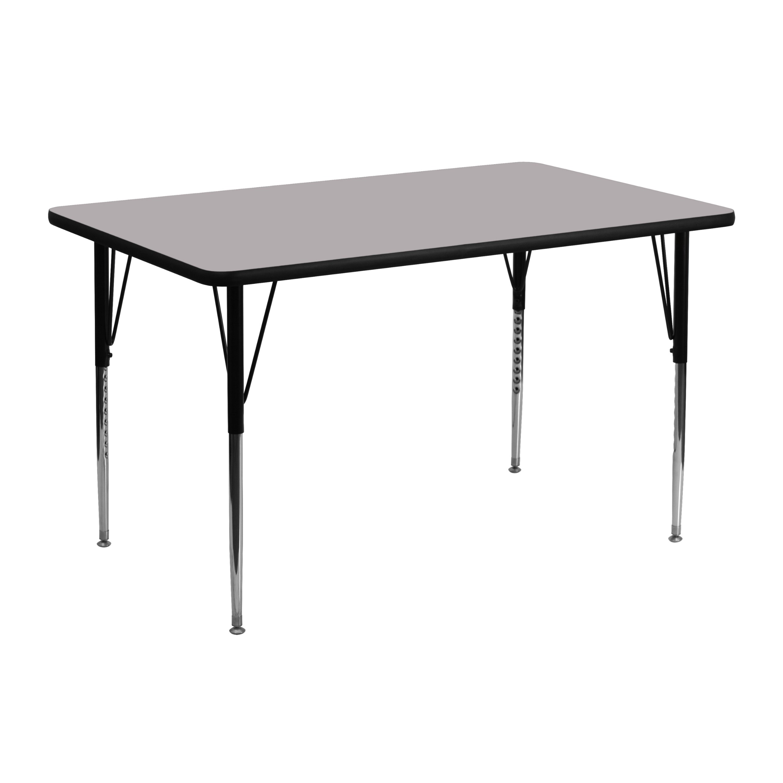 Flash Furniture 24 회색 열 융합 라미네이트 상단/표준 높이 조절 다리가 있는 직사각형 활동 테이블