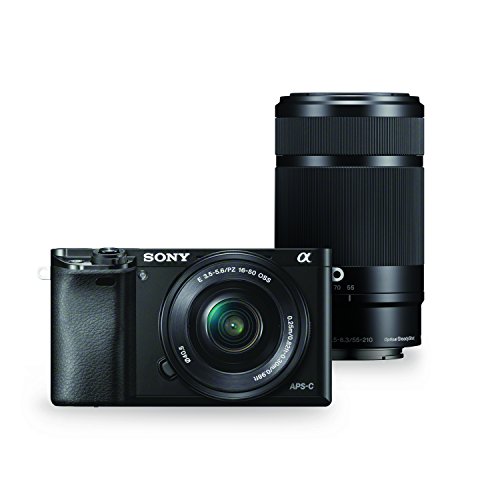 Sony 16-50mm 및 55-210mm 파워 줌 렌즈가 장착 된 Alpha a6000 미러리스 디지털 카메라