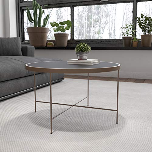 Flash Furniture 프로비던스 컬렉션 31.5' 인조 콘크리트 마감 원형 실내 거실 커피 테이블
