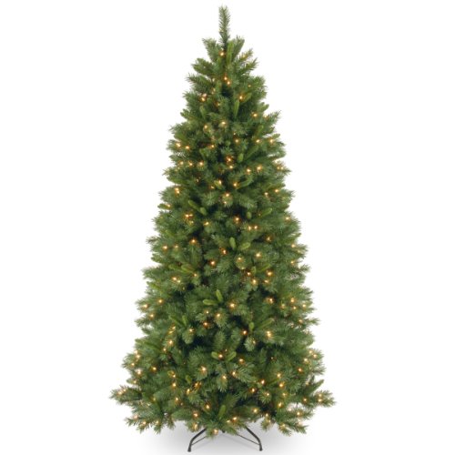 National Tree Company 회사 사전 조명 인공 크리스마스 트리 | Pre-strung 멀티 컬러 LED 조명 및 스탠드 포함 | 리하이 밸리 파인 슬림 - 7.5피트