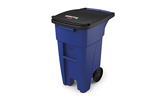 Rubbermaid Commercial Products Fg9W2773Blue Brute 롤아웃 튼튼한 바퀴 달린 재활용 캔/통