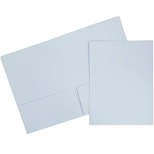 JAM Paper 프리미엄 매트 카드지 트윈 포켓 폴더 - 베이비 블루 - 6개/팩