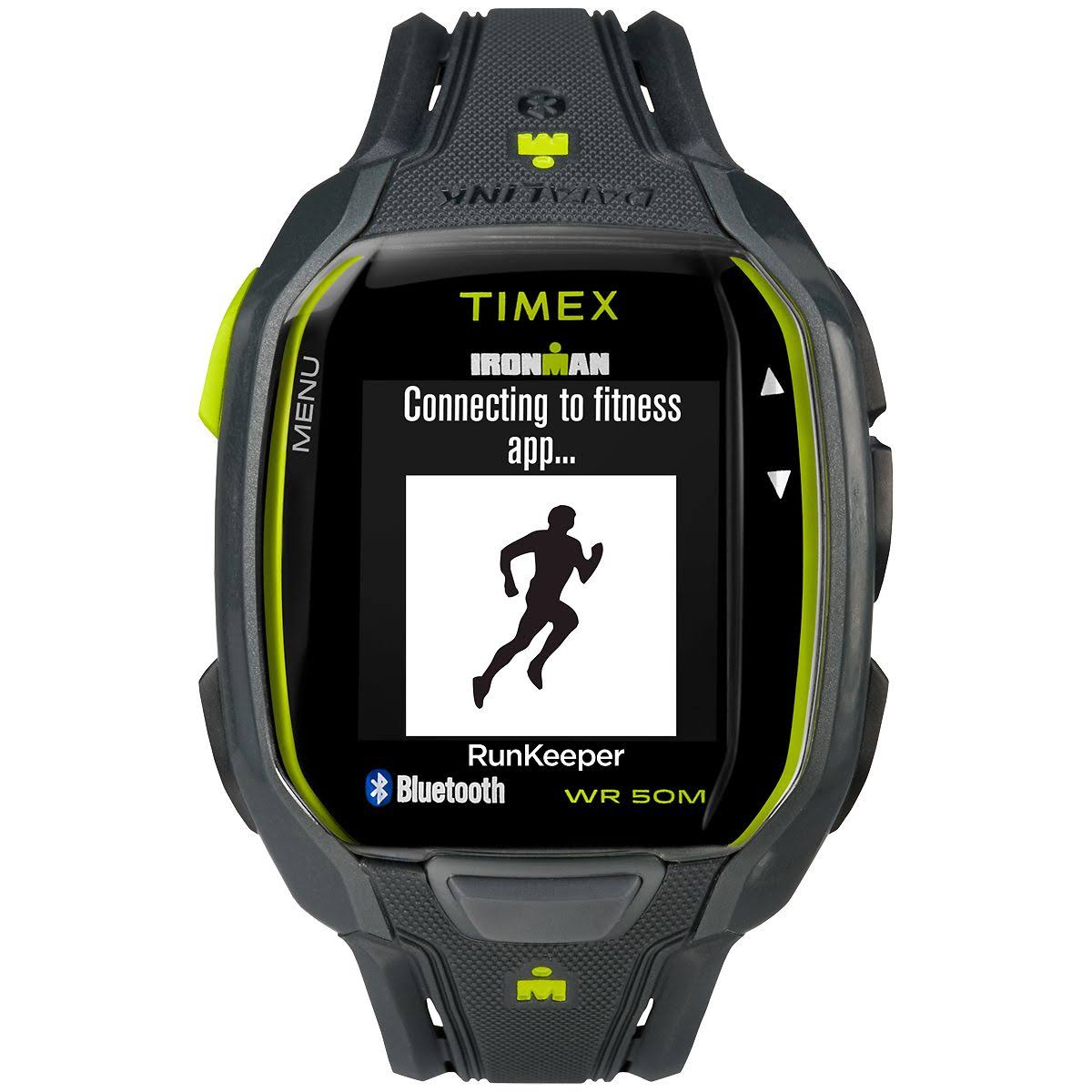 Timex Corporation (Sports) Timex 남성용 TW5K84500 Ironman Run x50 + 차콜 / 라임 레진 스트랩 시계