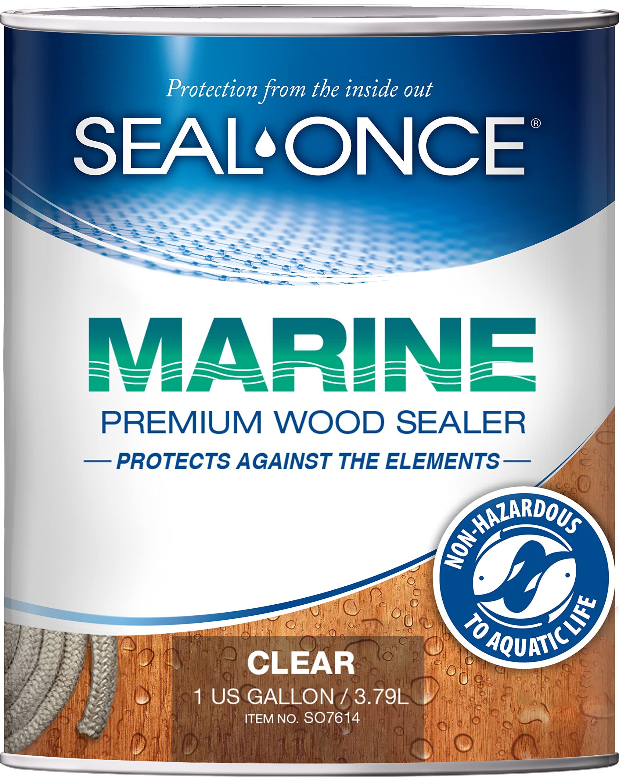 Seal-Once Marine Premium Wood Sealer - 방수 실란트 - 우드 스테인 및 실러 일체형 - 1갤런 및 투명