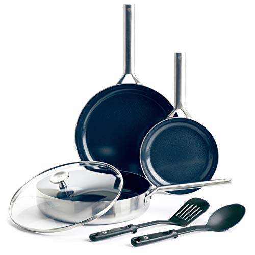 Blue Diamond Cookware 트리플 스틸 세라믹 붙지 않는 스테인리스 스틸 조리기구 냄비와 프라이팬 세트