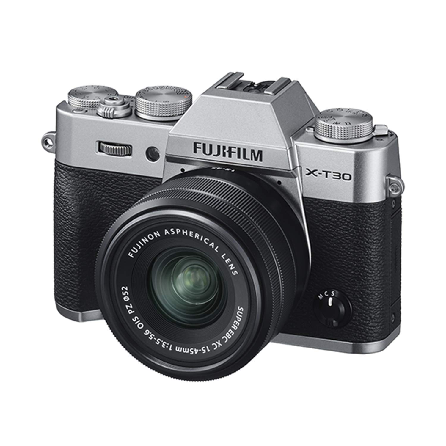 Fujifilm X-T30 미러리스 카메라 (XC 15-45mm f / 3.5-5.6 OIS PZ 렌즈 포함)-실버