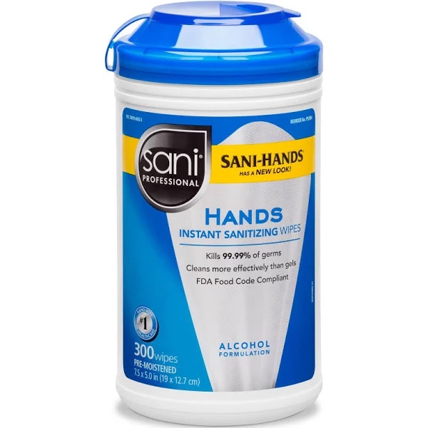 Sani Professional 폴리프로필렌이 함유된 손 즉시 살균 물티슈 - 300개